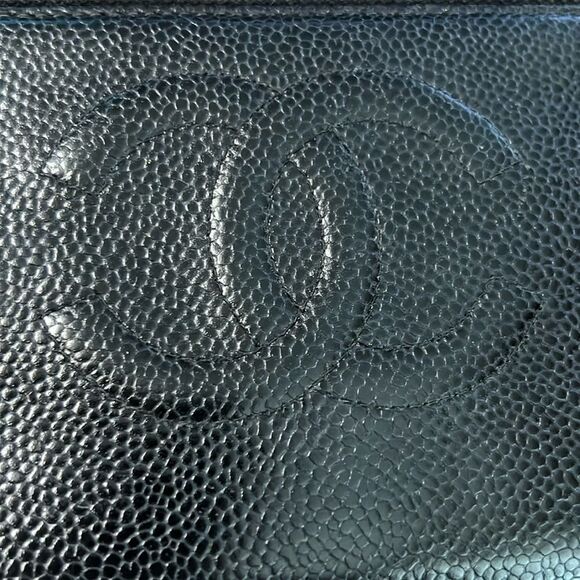 CHANEL Vintage CC Caviar Leather Accordion Zip Around Zippy Wallet Black - Picture 2 of 16